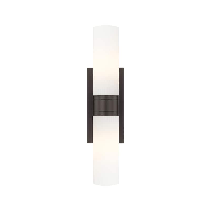 Innovations Lighting Ballston Urban - 2 Light 8" Wall-Mounted Bath Vanity Light - Striped White/Oiled Brass