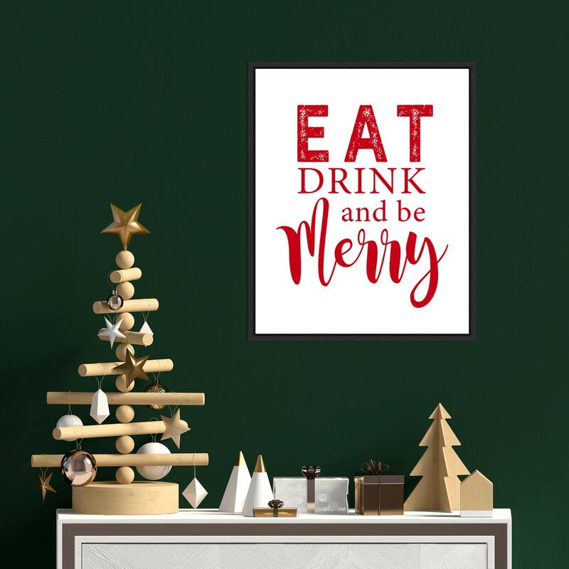Eat Drink and Be Merry Red by Amanti Art Portfolio Framed Canvas Wall Art