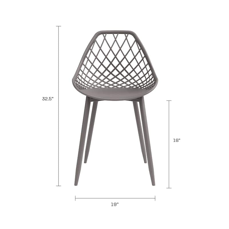 Kurv™ Mid-Century Modern Dining Chair with Steel Legs for Indoors or Outdoors - Set of 2