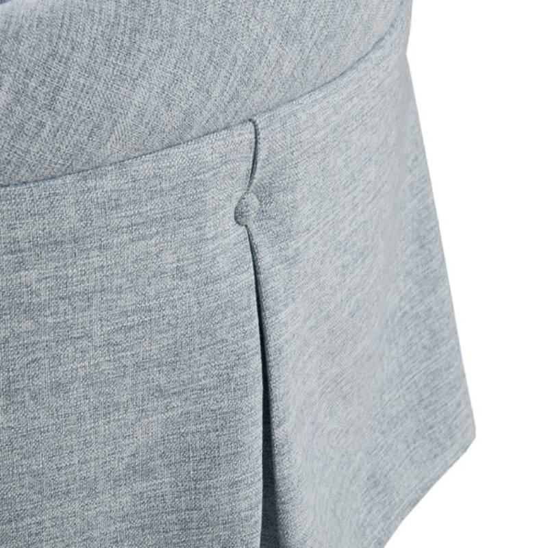 Roomfitters Skirted Tufted 32" Round Ottoman with Pleated Fabric Design, Upholstered Cocktail Ottoman for Living Room