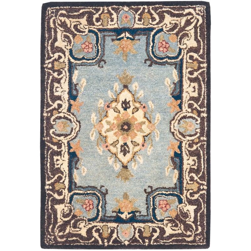 SAFAVIEH Handmade Bergama Gundel Oriental Hand-spun Wool Rug - 2' x 3' - Light Blue/Ivory