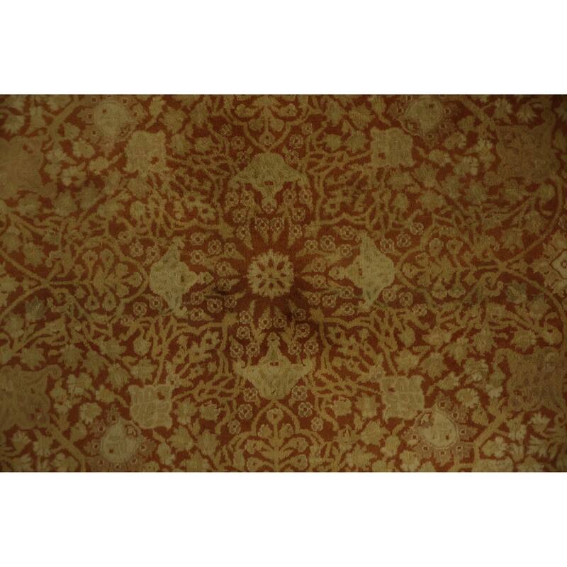 Hand Knotted Oriental 100% Wool Carpet Traditional All-Over Oranges & Rust Ziegler Area Rug - 5' 2'' X 5' 2''
