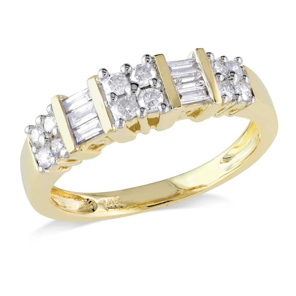 Miadora 14k Yellow Gold 1/2ct TDW Baguette Diamond Anniversary Band Ring