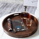 preview thumbnail 53 of 68, KINWELL Round Black Walnut Wood Serving Tray Ottoman Tray with Handles