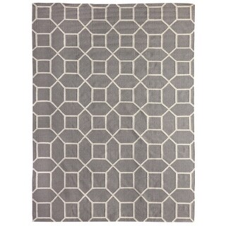 Exquisite Rugs Octagon Dhurrie Silver / White New Zealand Wool Rug (5 ...