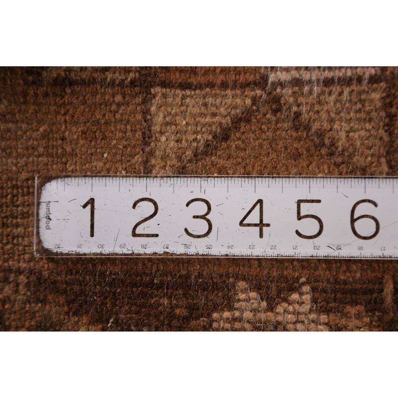 Hand Knotted Oriental 100% Wool Carpet Transitional Geometric Brown Anatolian Area Rug - 2' 8'' X 1' 5''