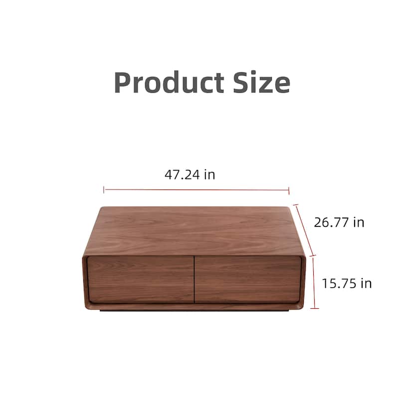 Modland 47" Handmade Modern Coffee Table with 4 Drawers & Rounded Corners - 47.24