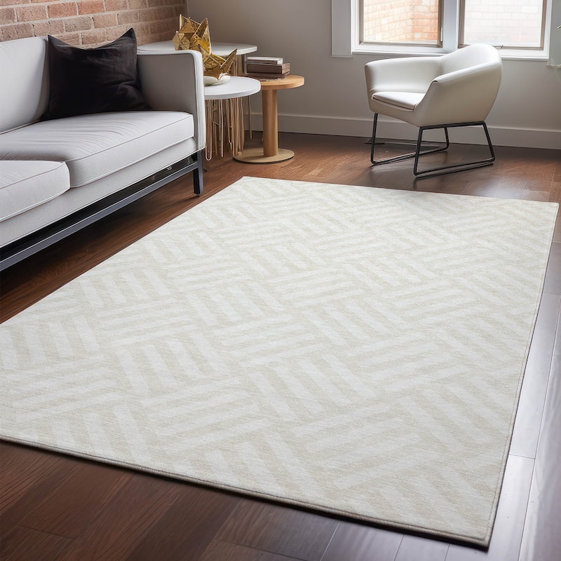 Premium Washable Super Soft Contemporary Mosaic Mayfield Rug - Ivory - 10' x 14' - Rectangle