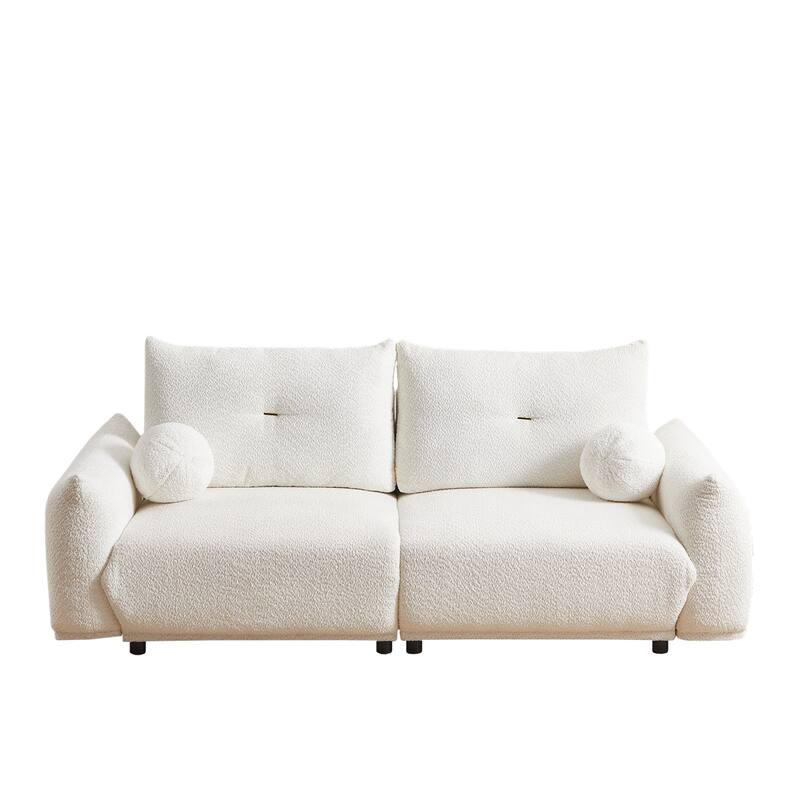 90'' Comfortable Sofa with 2 Cushions, 2 Ball Pillows, Two Sets