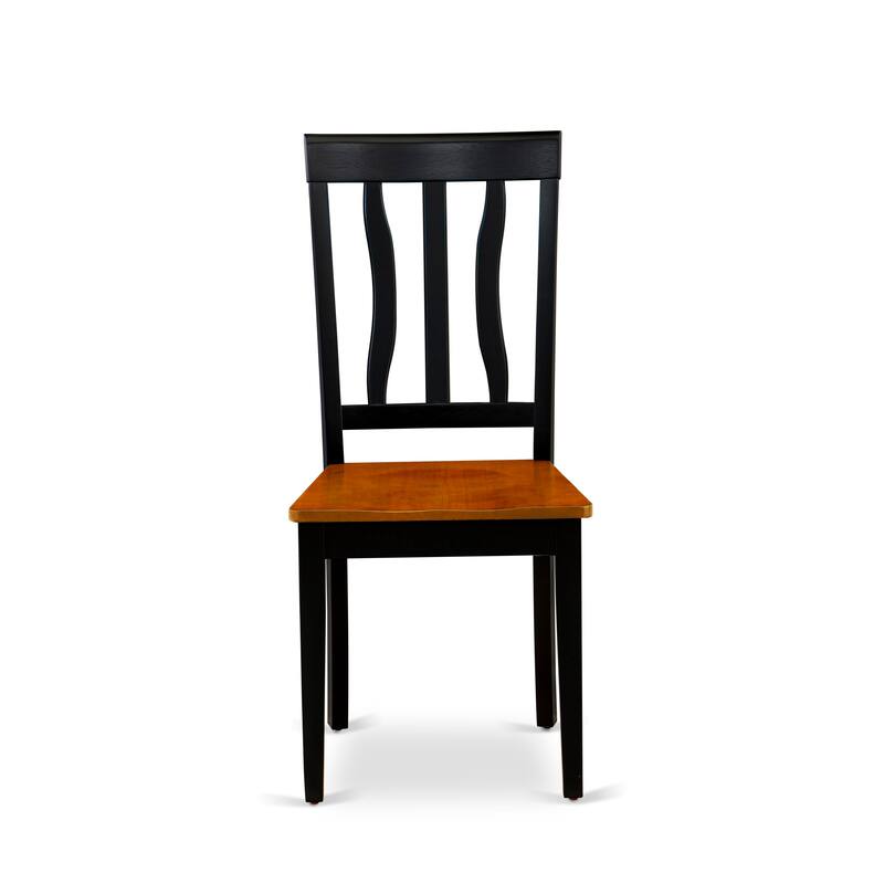 East West Furniture Dining Table Set- A Round Kitchen Table and Dining Chairs, Black & Cherry (Pieces & Seat Type Options) - AMAN5-BCH-W