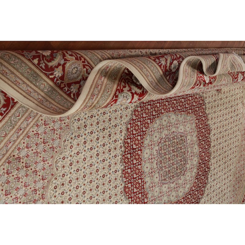 Medallion Tabriz Mahi Oriental Large Rug Handmade Wool Carpet - 10'2"x 14'3"