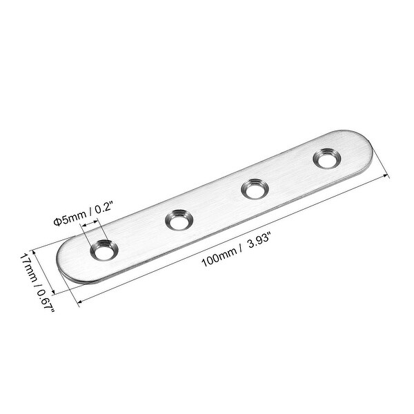 20 Pack Black Stainless Steel Straight Brace Brackets - 4 Inch Flat Mending Plates For Furniture Repair