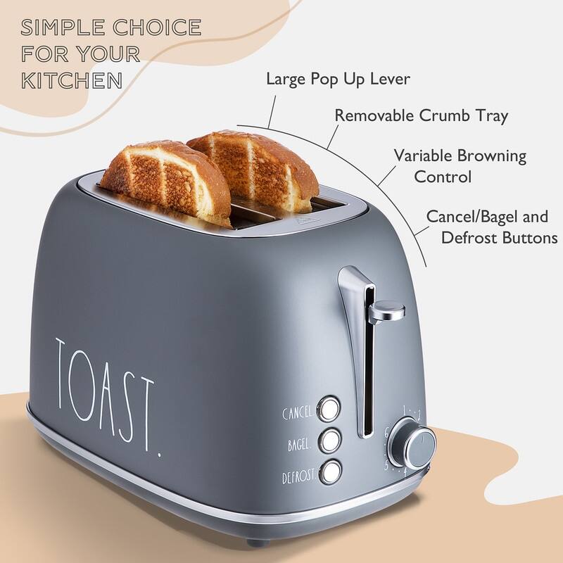 Rae Dunn Retro Rounded Bread Toaster, 2 Slice Stainless Steel