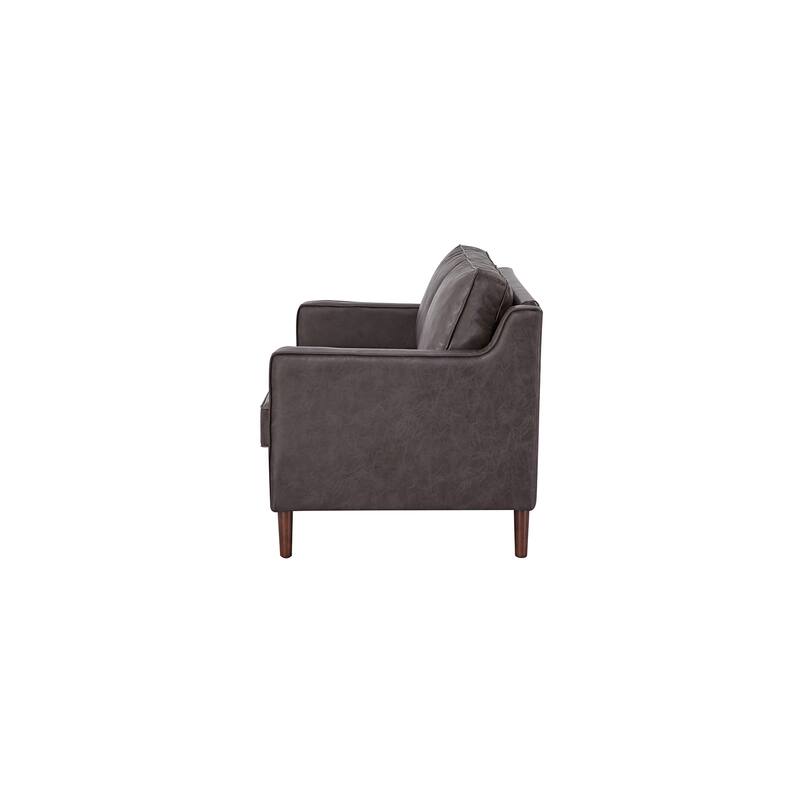 Sedona Modern Loveseat Sofa, Faux Linen / Vegan Leather Couch