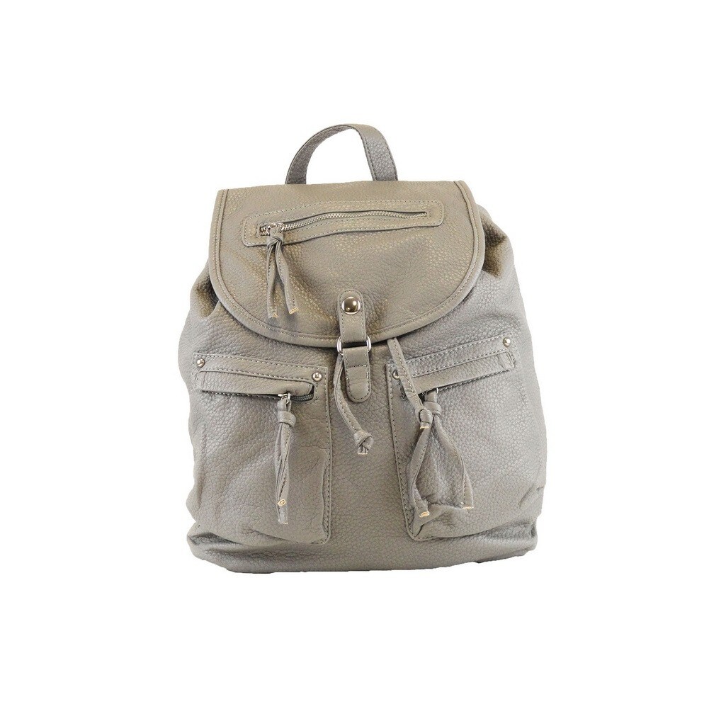 grey faux leather backpack