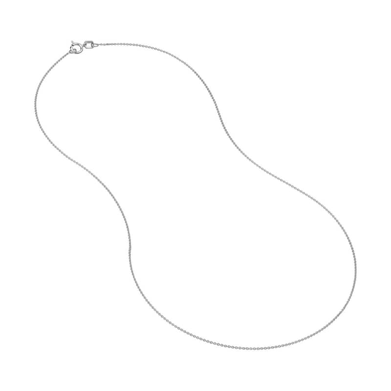 Curata 14k White Gold .9mm Cable Chain Necklace (Spring Ring)