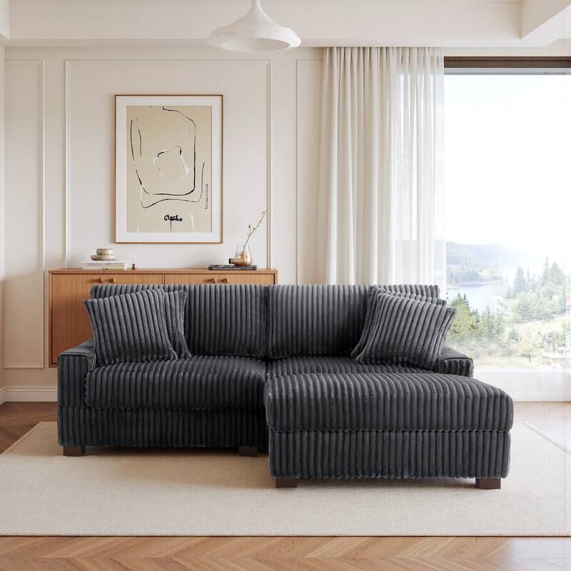 Modular Armchair and Ottoman Set with Adjustable Headrest, Flannel Upholstery