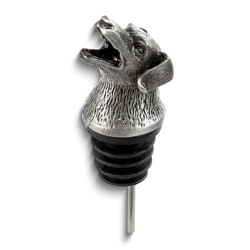 Curata Stainless Steel Pewter Finish Dog Bottle Pourer/Aerator