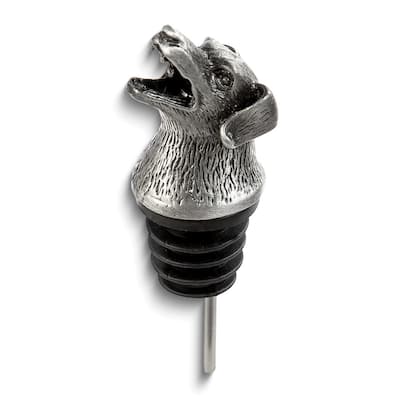 Curata Stainless Steel Pewter Finish Dog Bottle Pourer/Aerator