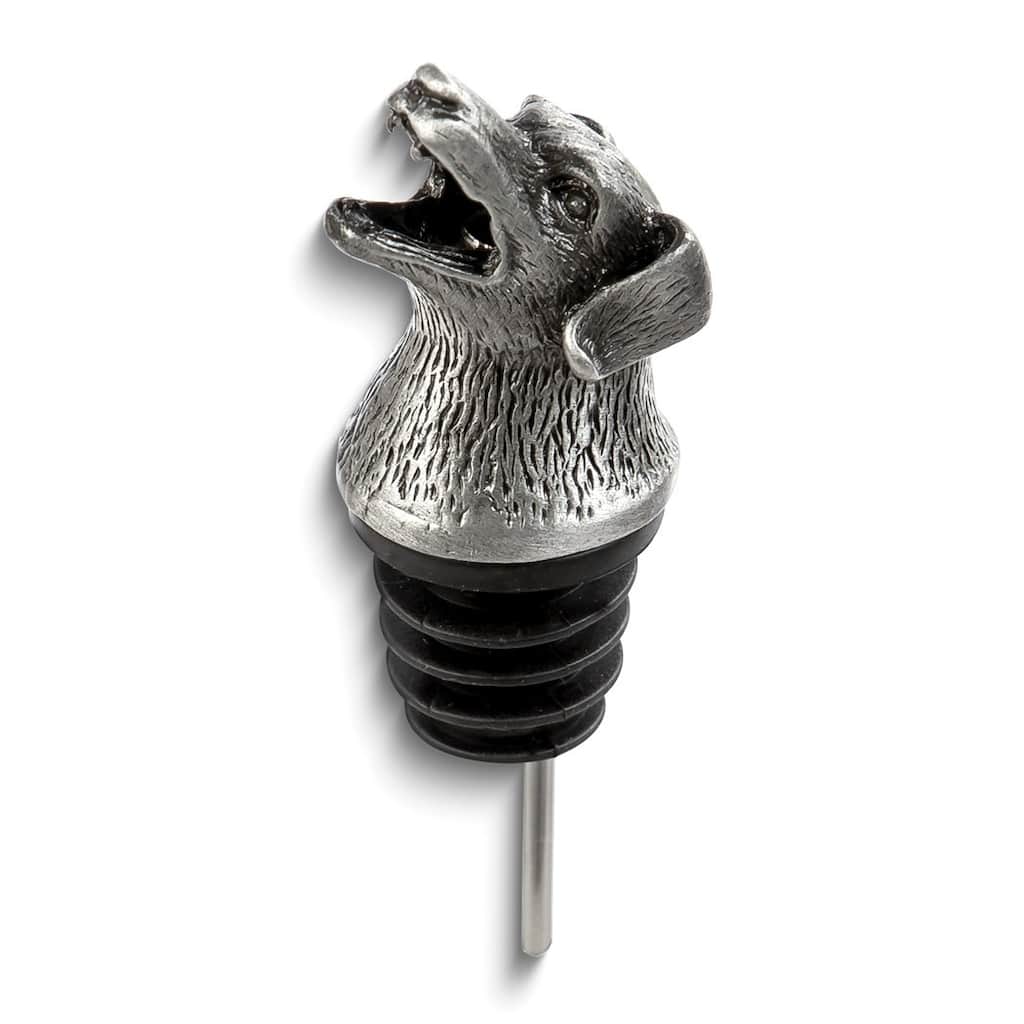 Curata Stainless Steel Pewter Finish Dog Bottle Pourer/Aerator