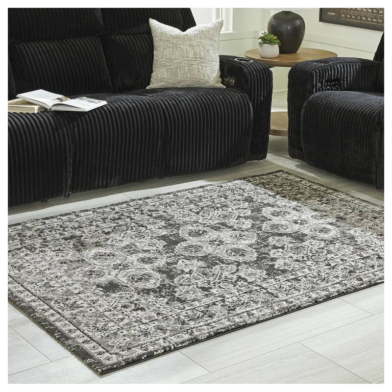 Signature Design by Ashley GlennismanBlack/Gray Rug - 63" W x 84" D x 0.4" H