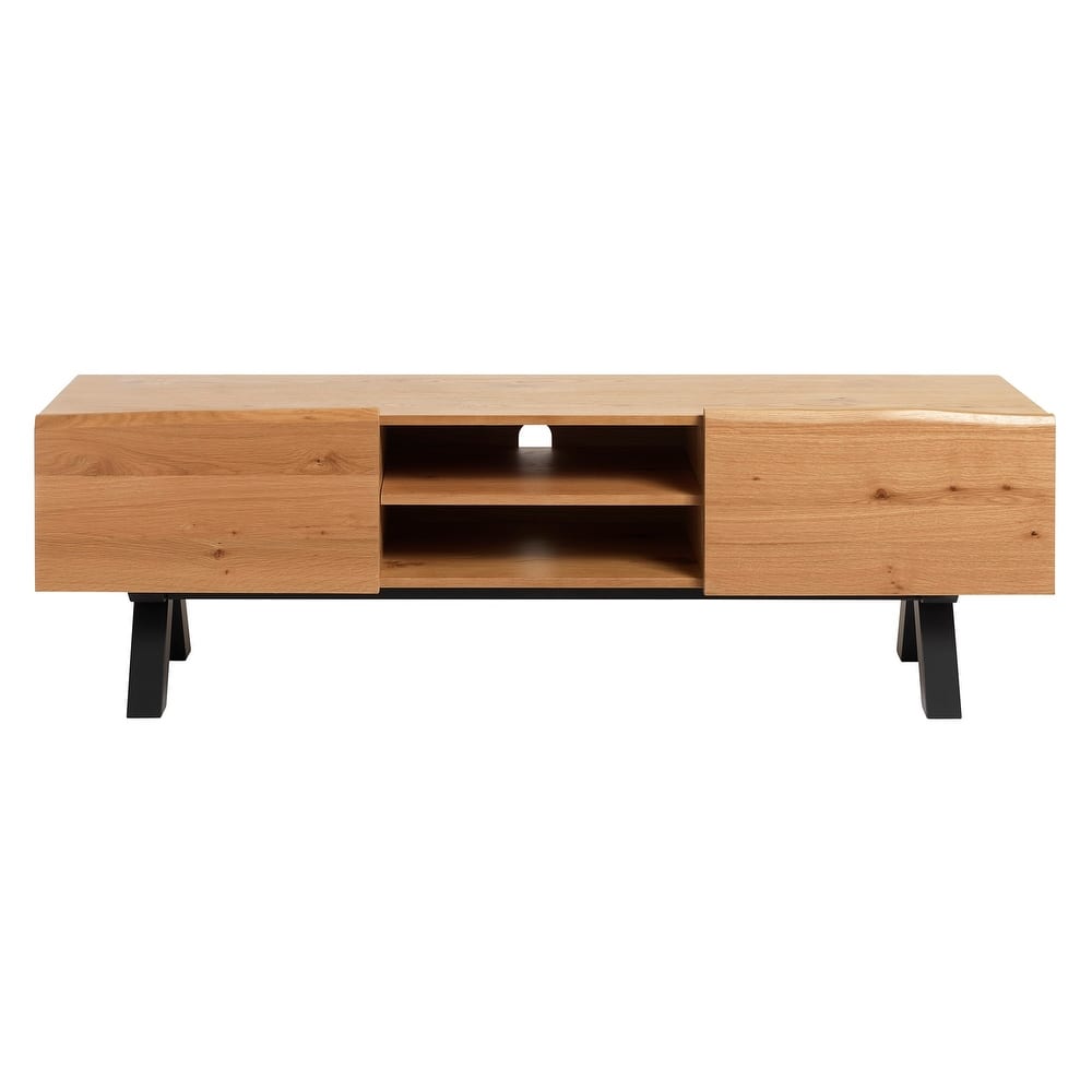 Rye Studio Scandinavian Wavy Edge 3-Section TV Lowboard - 16.75"W x 67"L x 21.625"H