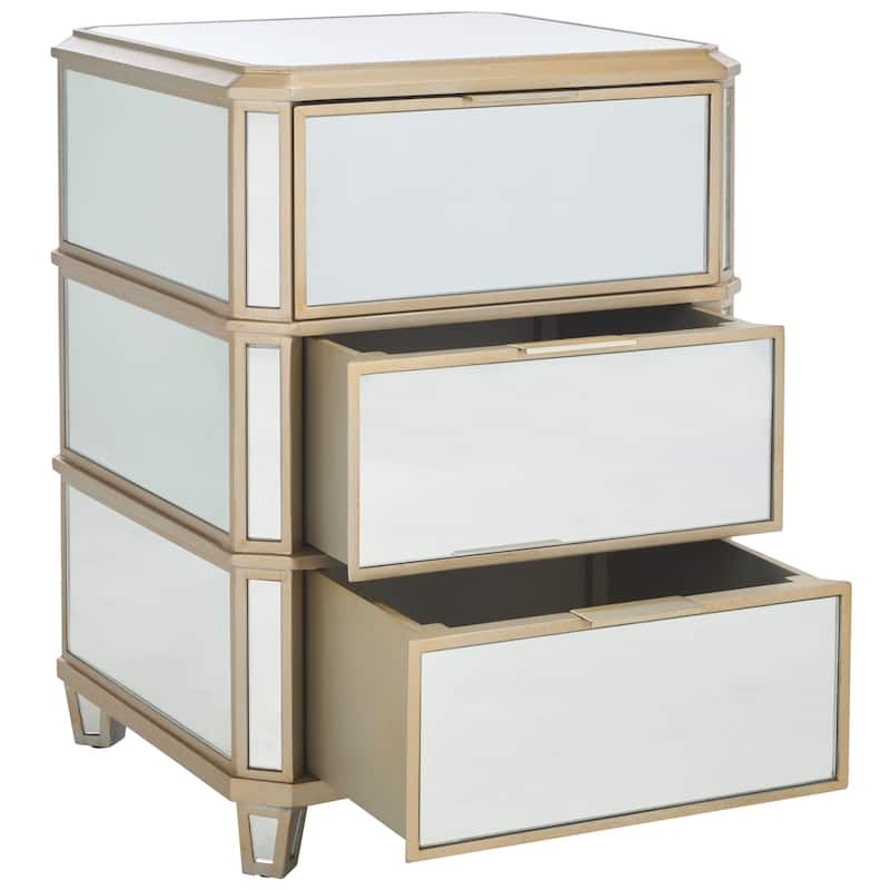 SAFAVIEH Miracle 3-Drawer Mirrored Nightstand