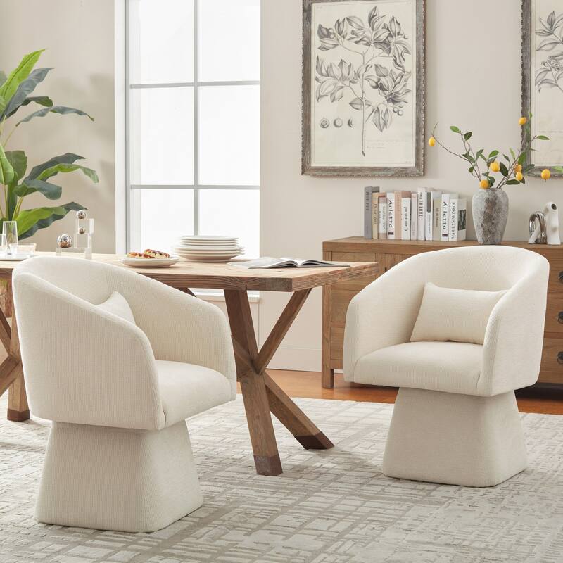 360° Swivel Barrel Fabric Upholstered dining chair with Pillow