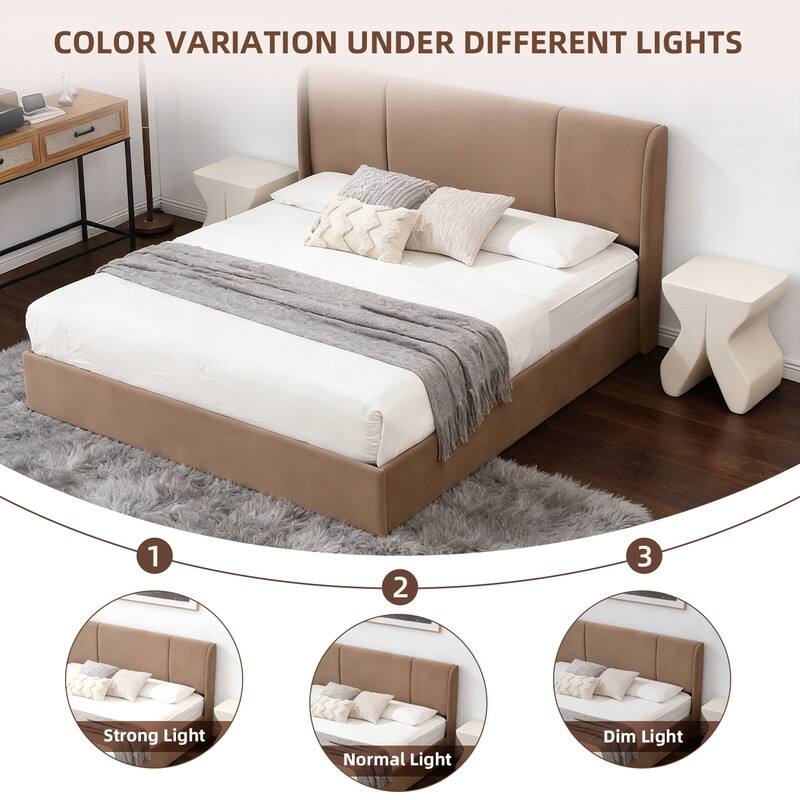 Modern Minimalist Upholstered Storage Bed with Lift-Up Platform