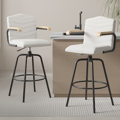 Javlergo Bar Height Bar Chairs Upholstered Bar Stools with Back and Arms Tall Kitchen Island Seating for Home/Commercial Use