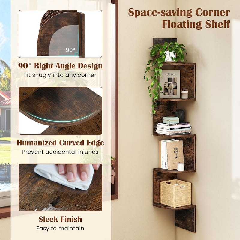 1/2PCS Corner Shelf Wall Mounted Wooden Display Stand Rack