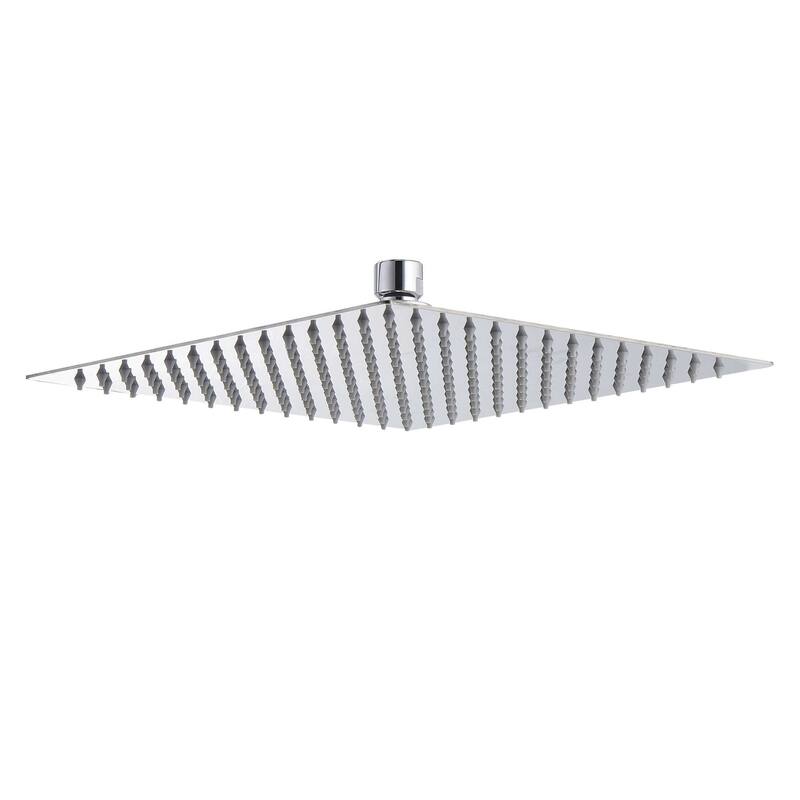 8/10/12/16 Inch Adjustable Rainfall Shower Head Wall-mounted Solid Square Ultra Thin 304 Stainless Steel - 12inch - clear