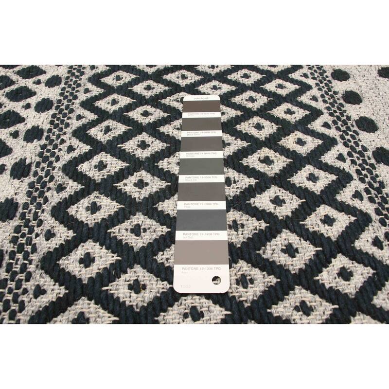 ECARPETGALLERY Hand Tufted Sienna Black Wool Rug - 5'7 x 7'4