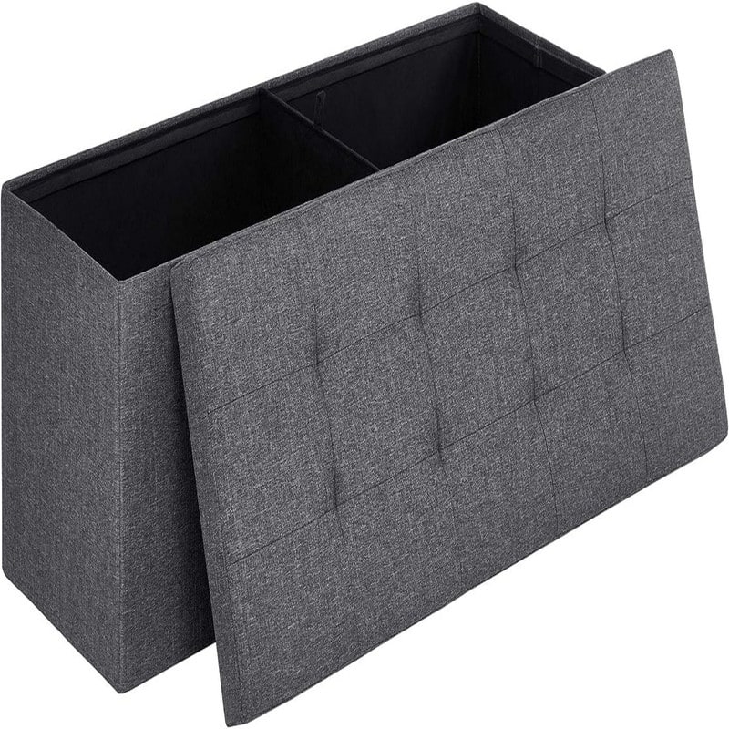 43 Inches Folding Storage Ottoman Bench - Grey