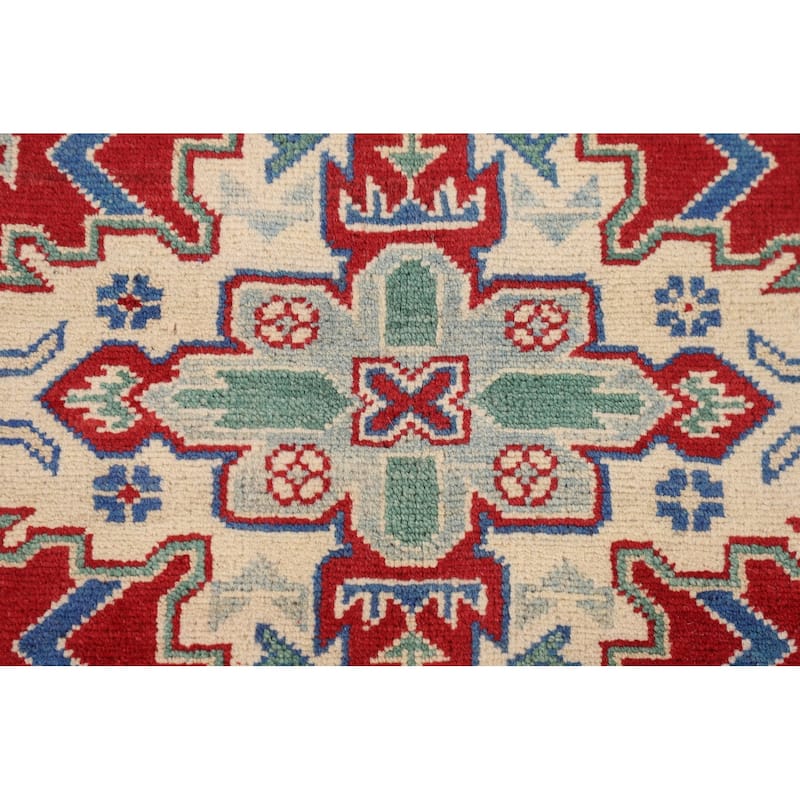 Traditional Kazak Rug Handmade Red Wool Carpet - 5'1" x 6'9"