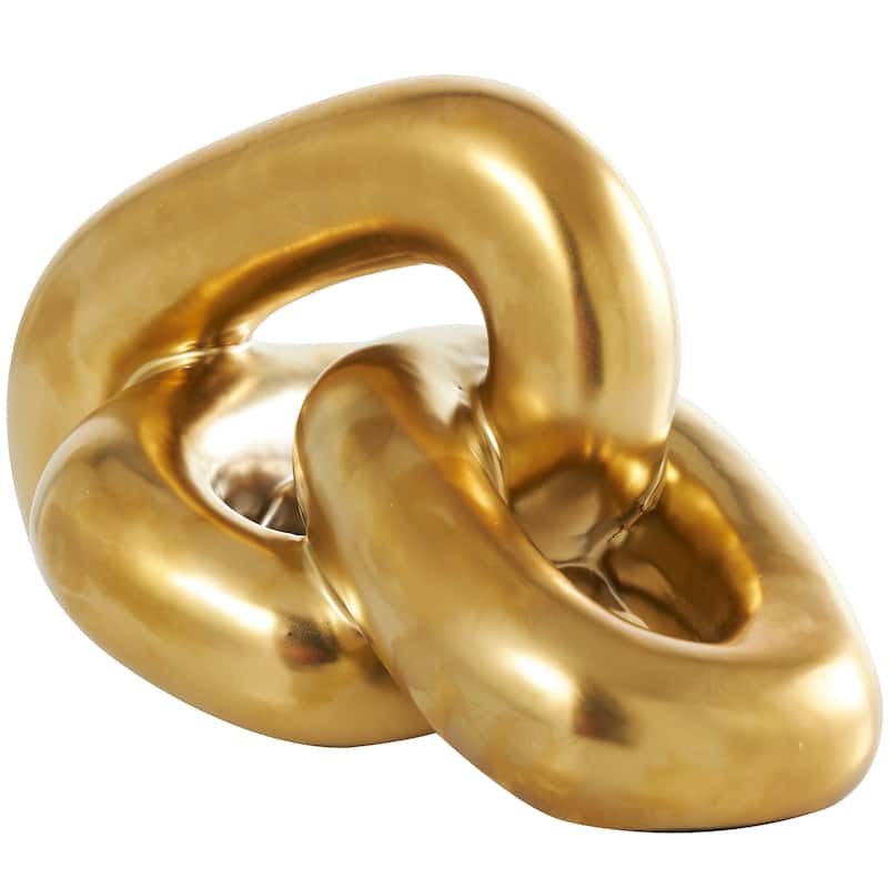 Gold Ceramic 3 Link Chain Decorative Sculpture