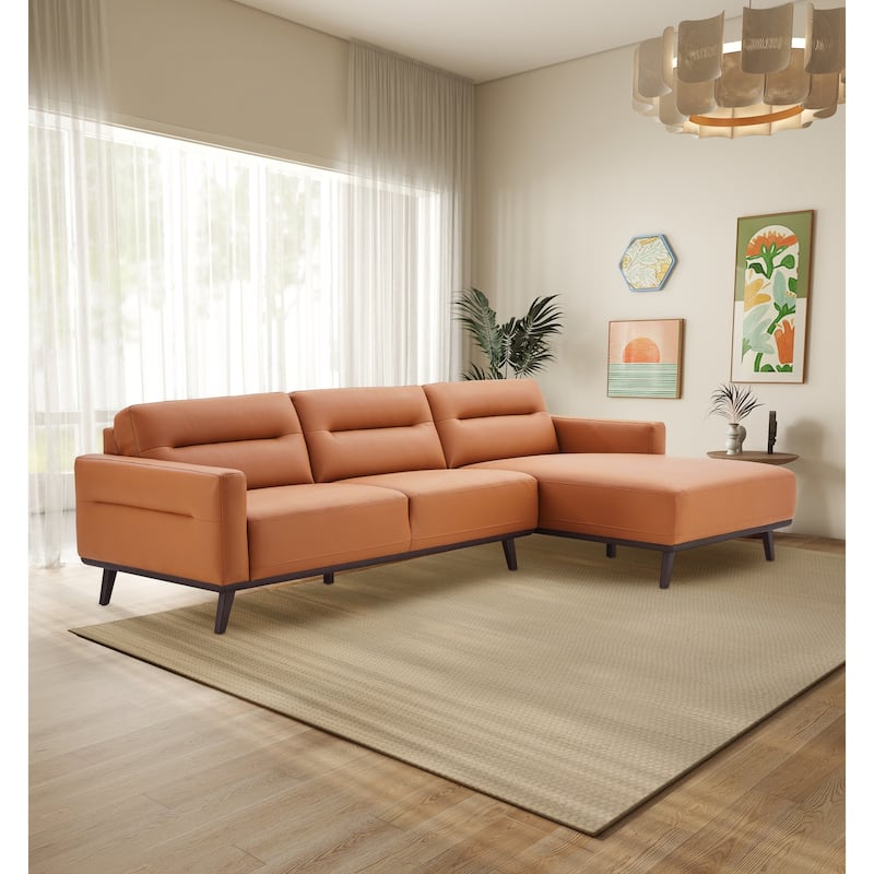 Balton L-Shaped Vegan Leather Sectional in Cognac Tan