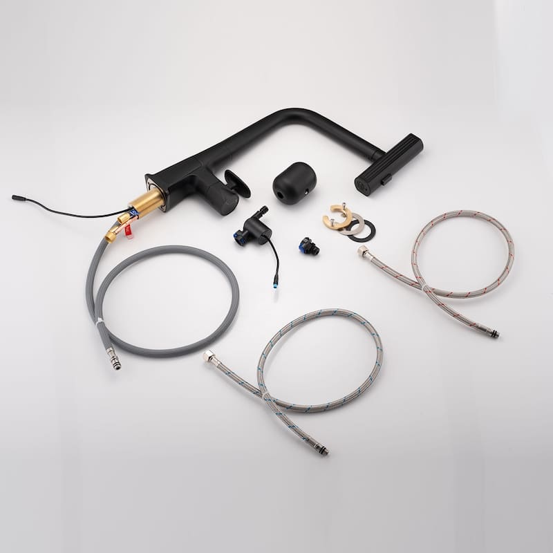 Modern 360°Rotating Waterfall Kitchen Faucet with Temperature Display & Pull Down Sprayer