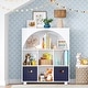 preview thumbnail 7 of 18, Kids Curve Appeal 35 in. 6 Cubby Bookcase - White with Optional 2pc Bins