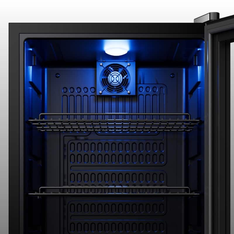 Yeego 3.1 Cu.Ft Beverage Cooler, Glass Door Mini Fridge with Digital Control, Quiet Cooling, Built-in or Freestanding Use