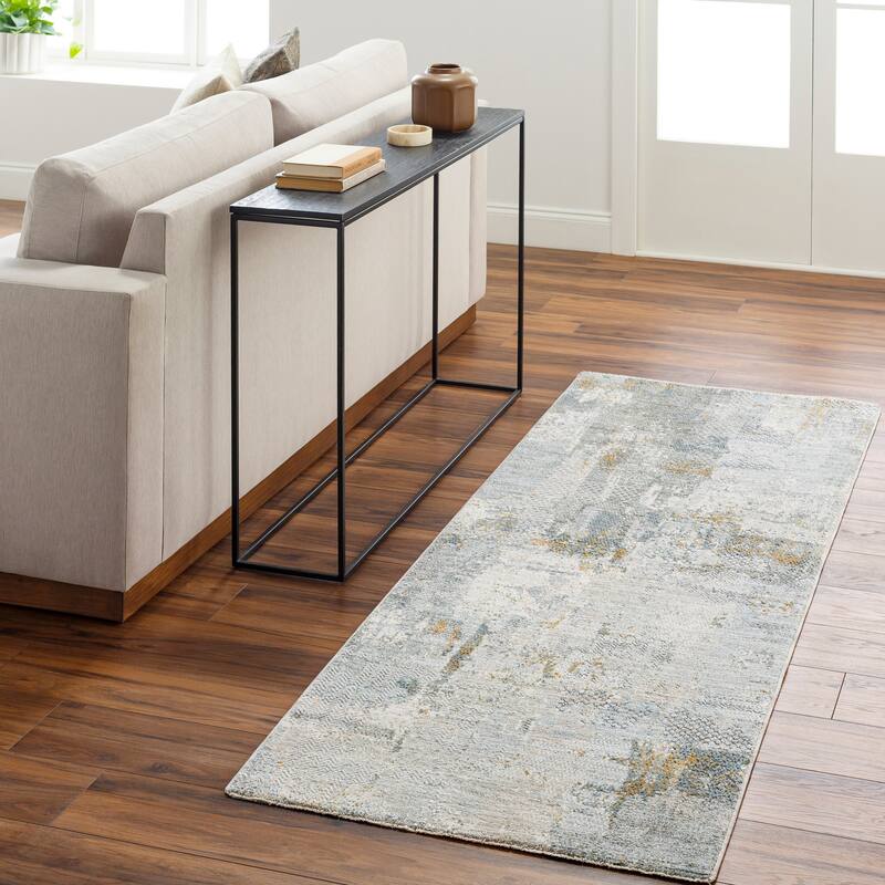 Bauer Mid-Century Modern Area Rug - Taupe/Blue - 2' 7" x 7' 3"