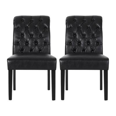 Elwood Contemporary Tufted Rolltop Dining Chairs (Set of 2) by Christopher Knight Home