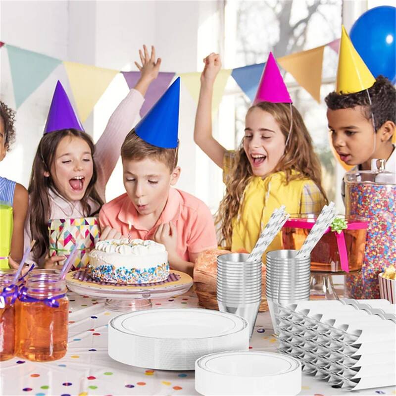 400 Pieces Silver Pre Rolled Napkins Disposable Dinnerware Set