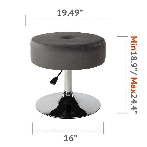 Art-Leon Round Adjustable Height Velvet Swivel Stool