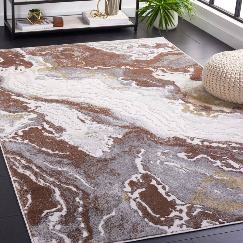 SAFAVIEH Palma Cloe Modern Abstract Rug - 8' x 10' - Beige/Brown