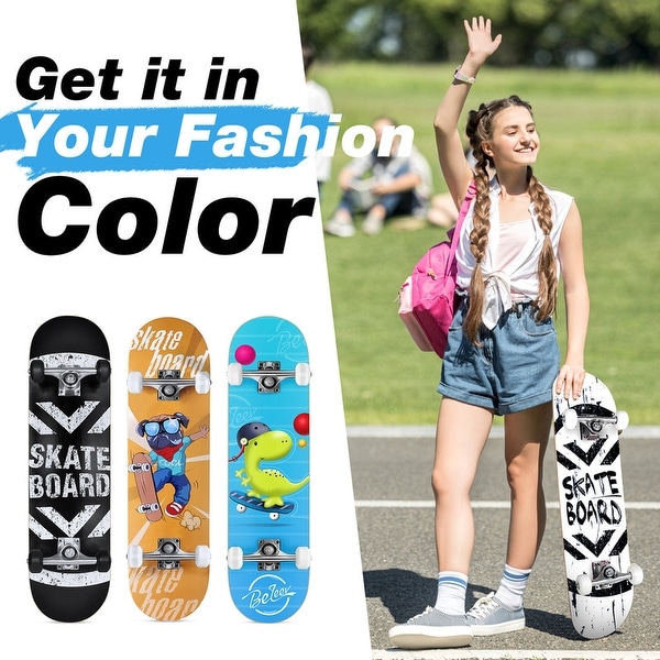 31 x 8 inch Complete Skateboard for Kids Teens Adults