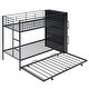 preview thumbnail 8 of 10, Twin Metal Bunk Bed with Bookshelf and Trundle in Black