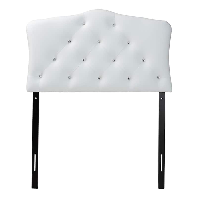 Baxton Studio Rhoda Modern and Contemporary Twin Size Faux Leather Upholstered Button-tufted Scalloped Headboard