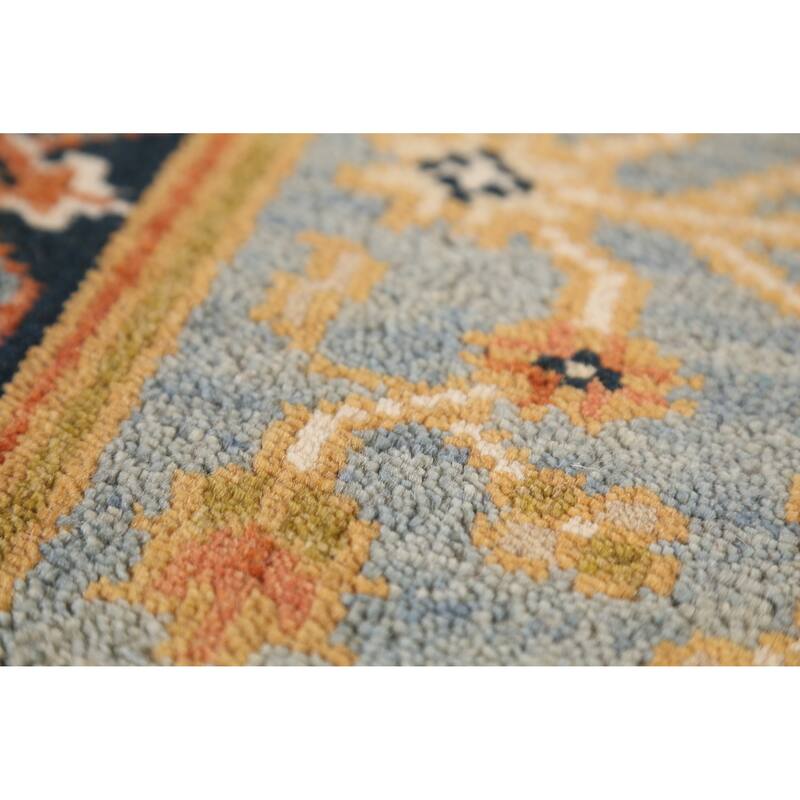 Light Blue Heriz Serapi Indian Runner Rug Handmade Wool Carpet - 2'8" x 7'10"