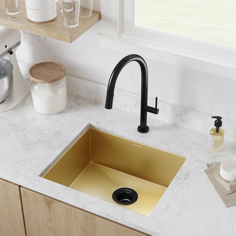 Tourner 21 x 18 Stainless Steel, Single Basin, Undermount Kitchen Sink - Gold